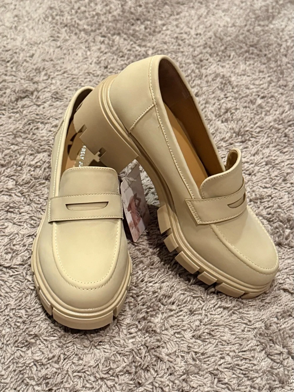 Sincerly Jules Dylan Cream Chunky Lug Penny Loafers